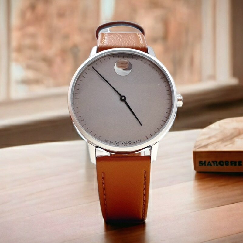 Đồng hồ nam dây da Movado Face 3640100