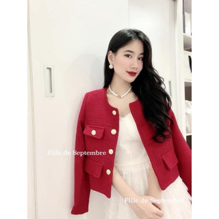 Áo khoác dạ tweed khuy vàng , hàng chuẩn SDD