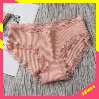 Quần Lót Nữ Cotton Tăm Tre Viền Ren Đính Nơ Kháng Khuẩn - QLNU04