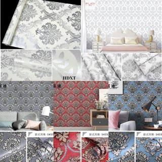 Giấy Dán Tường Sẵn Keo Nhiều Mẫu Hoa Văn Châu Âu (dài 10m, rộng 45cm):Decor phòng khách sang trọng.