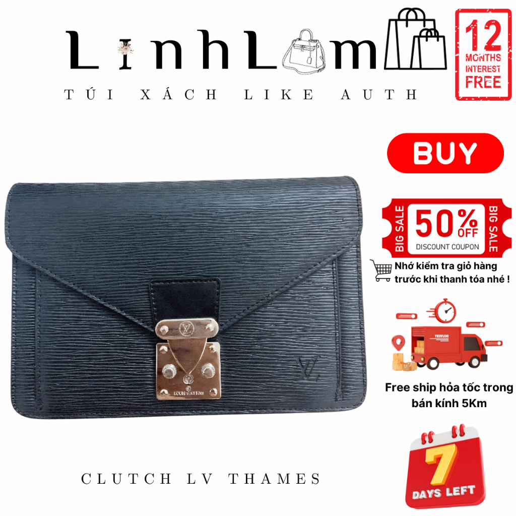 Ví nam cầm tay LV Thames, clutch nam cầm tay,chất liệu da bò nguyên tấm, kích thước 25cm, full box nguyên seal