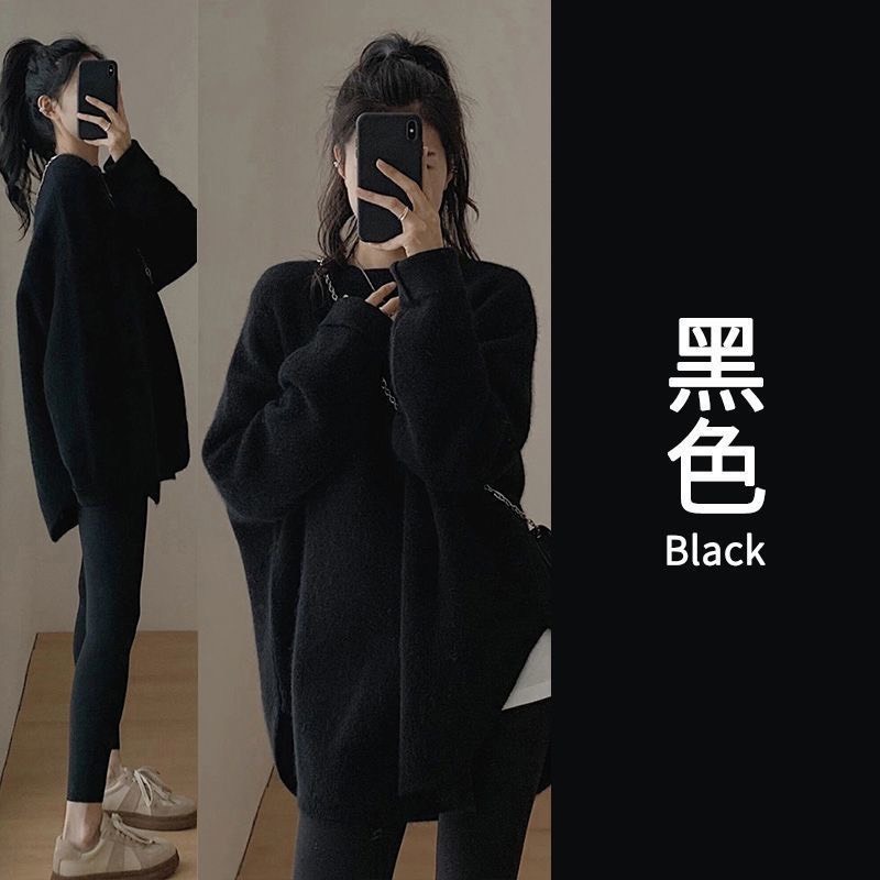 Áo len ulzzang đuôi tôm form rộng dài dệt kim dáng rộng basic hàng Quảng Châu phong cách Hàn Quốc  SP69