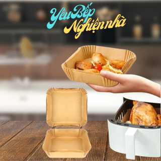 [HCM] Set 50 tờ giấy nến lót nồi chiên không dầu hình vuông chịu nhiệt, thấm dầu, không dính