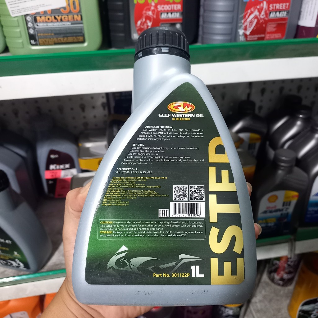 Nhớt tổng hợp Gulf Western Oil 10W40 Syn-M 4T PAO Ester 1L dành cho xe côn tay, PKL