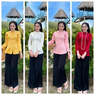 Bộ bà ba cổ tròn ngọc gấm /sét bà ba dài tay cổ tròn/bà ba nút cài trước cổ tròn7