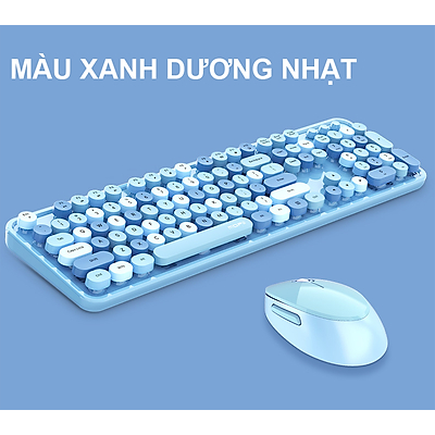 Bộ bàn phím và chuột không dây MOFII SWEET bàn phím fullsize 104 phím đa dạng màu sắc thiết kế nút tròn hiện đại