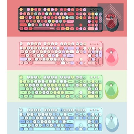 Bộ bàn phím và chuột không dây MOFII SWEET bàn phím fullsize 104 phím đa dạng màu sắc thiết kế nút tròn hiện đại