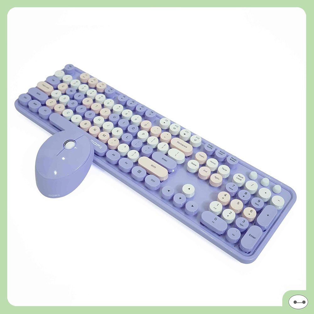 Bộ bàn phím và chuột không dây MOFII SWEET bàn phím fullsize 104 phím đa dạng màu sắc thiết kế nút tròn hiện đại