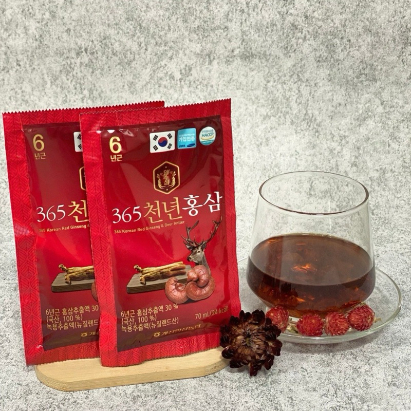 Nước Hồng Sâm Linh Chi Nhung Hươu 365 HÀN QUỐC, Hộp 20 gói x 70ml