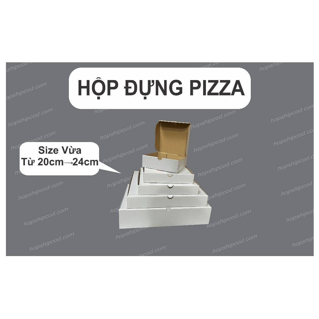 Hộp Đựng Pizza Size 20,22,23,24 Hộp Nâu và Hộp Trắng [Combo 100 cái]