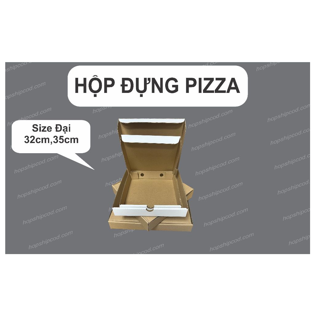 Hộp Đựng Pizza Size 32,35 Hộp Nâu và Hộp Trắng [Combo 100 cái]