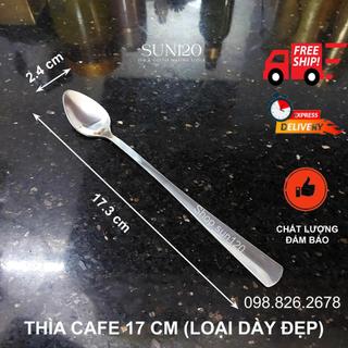 Thìa cafe inox 17 cm muỗng inox cho cốc cà phê đá, thìa sinh tố dày đẹp bền sáng