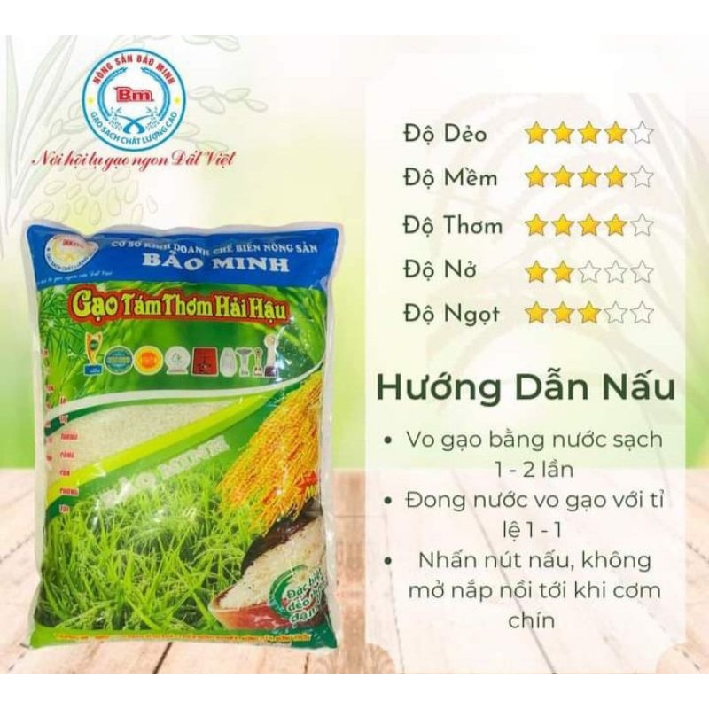 3kg gạo tám thơm hải hậu bảo minh dẻo ít mềm cơm