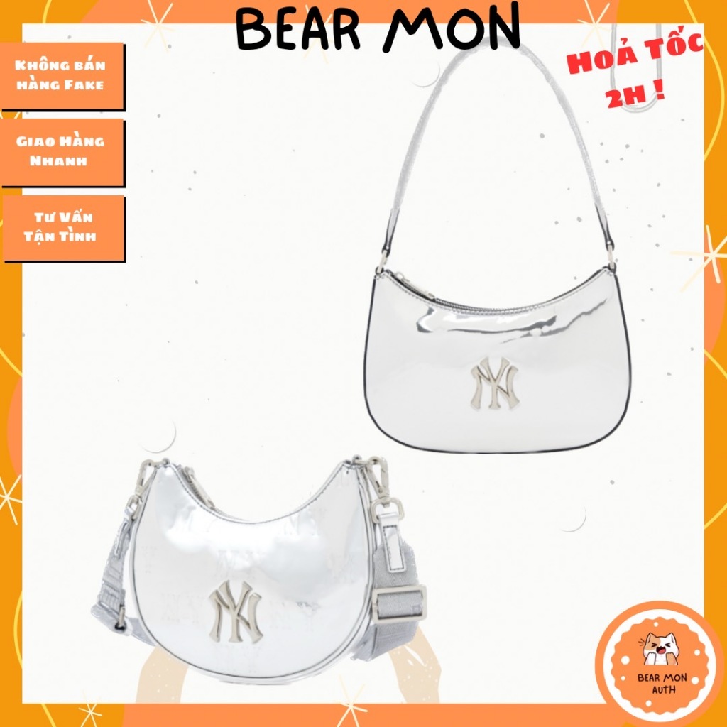 Túi MLB Basic Silver Hobo Bag Classic Monogram Silver Mini Crossbody Bag 3Abqs124N 3Acrs044N màu bạc