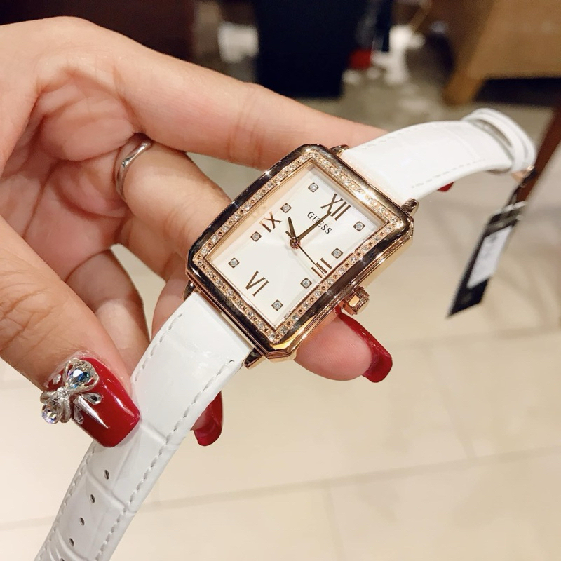 Đồng hồ Guess nữ Chipu Authentic mặt chữ nhật ôm tay, máy Nhật nhập Mỹ