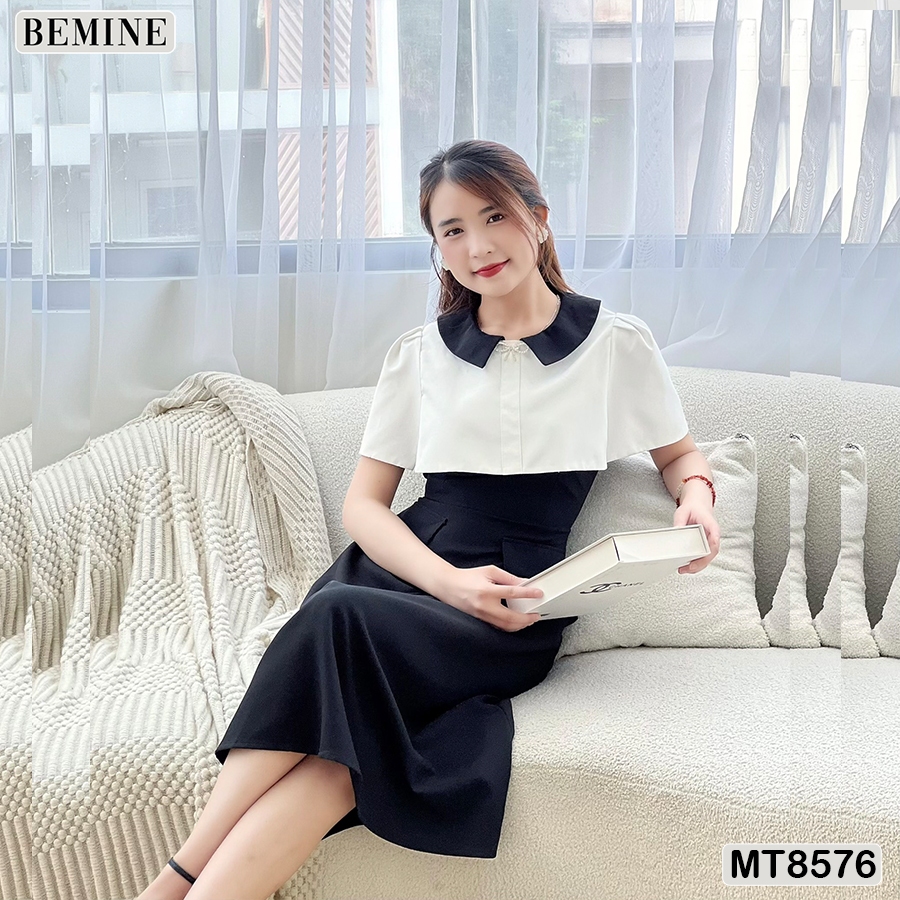 Đầm thiết kế phối cổ tùng xoè BEMINE MT8576