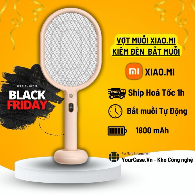 Vợt Muỗi Kiêm Đèn Bắt Muỗi Tự Động XIAOMI, Vợt bắt muỗi có đèn, Màn LED báo dung lượng pin. BH 30 Ngày