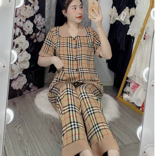 Đồ bộ nữ bộ pijama lụa mango tay ngắn quần dài hàng freesize dưới 56kg