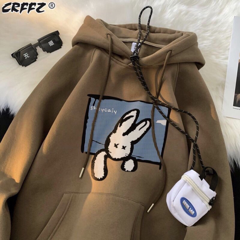 Áo hoodies hoạ tiết thỏ cửa sổ -Áo hoodies nam nữ form rộng