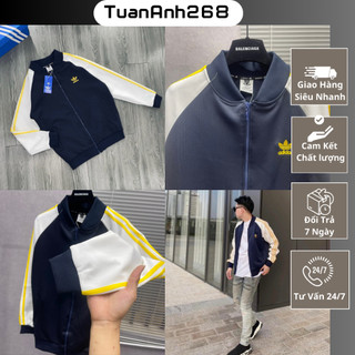  Áo Khoác Bomber Nam Nữ Thêu Logo Cỏ Ba Lá Ngực Phối Tay Raglan Thêu 3 Sọc Vàng Cực Hot 
