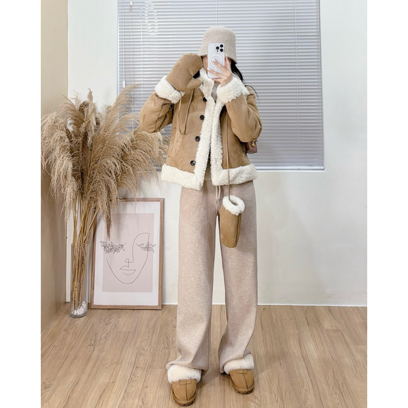 1133 quần xuông nỉ lót lông cạp chun