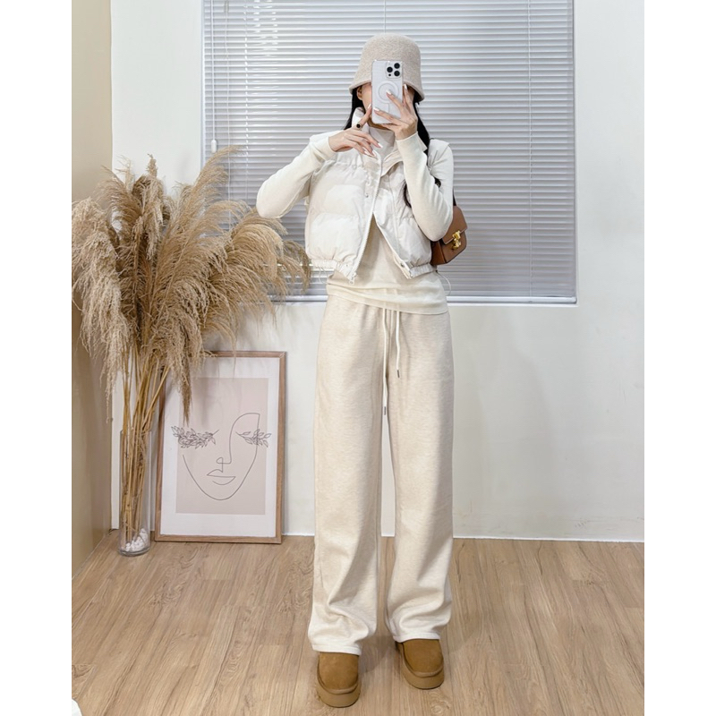 1133 quần xuông nỉ lót lông cạp chun