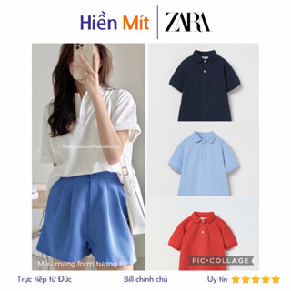 ZARA Đức - Áo kiểu auth new tag cao cấp chính hãng có sẵn sale polo form suông kid tay ngắn 1887/789