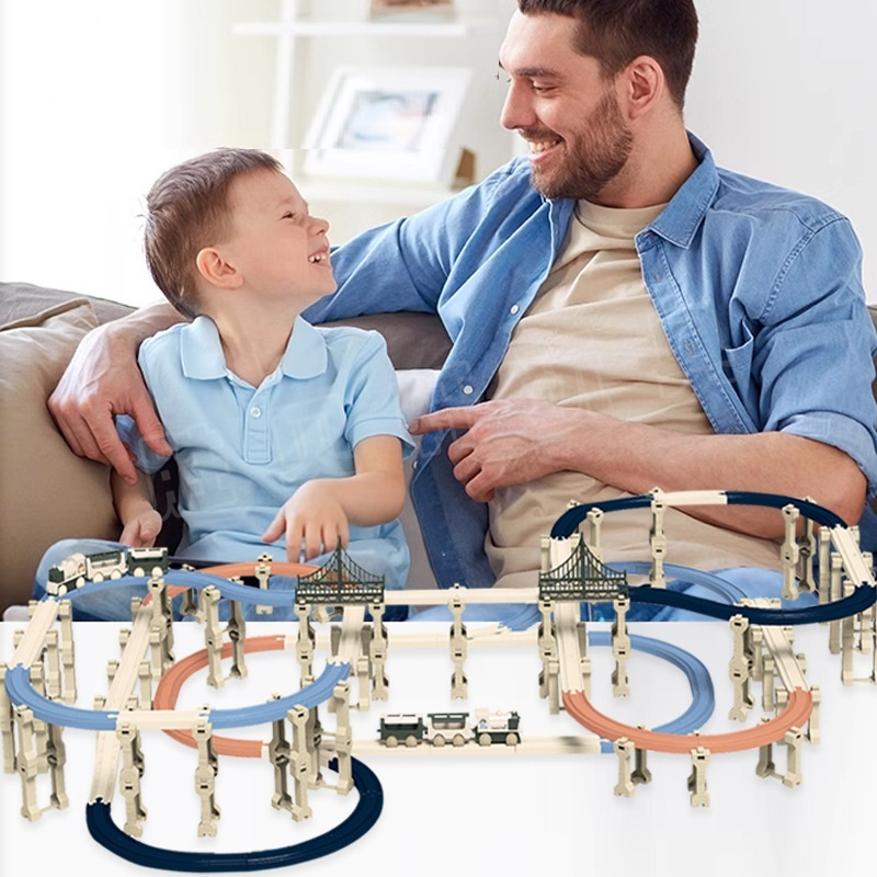 Tàu hoả chạy Pin, đồ chơi đường ray xe lửa cho bé - Bộ lắp ráp đường bay Trạm vũ trụ không gian của Phi hành gia