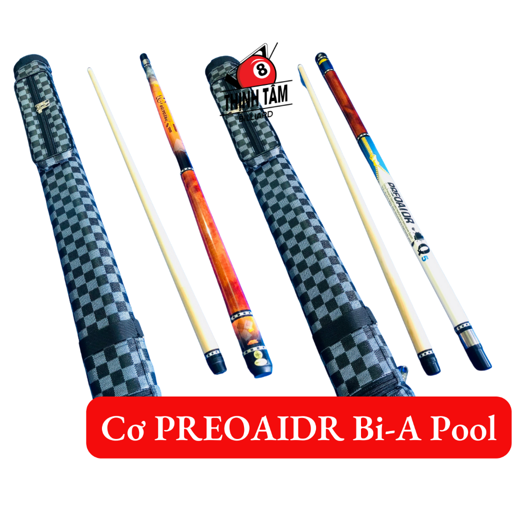 Cơ Bida PREOAIDR 2 Khúc Gỗ Maple - Gậy Bi-A 2 Khúc Cao Cấp