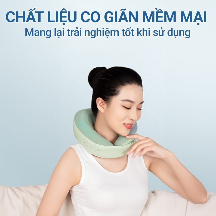 Gối Massage Cổ Cao Cấp U-100, Máy Mát Xa Cổ Chữ U Bản Điều Khiển Với 3 Mức Nhiệt Chườm Nóng Giảm Đau Mỏi