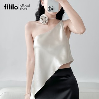 Áo Cổ Lệch Vai Chéo Tà Xéo FILILO Vải Lụa Chris Top Thiết Kế Chuẩn Form Cao Cấp có Bigsize