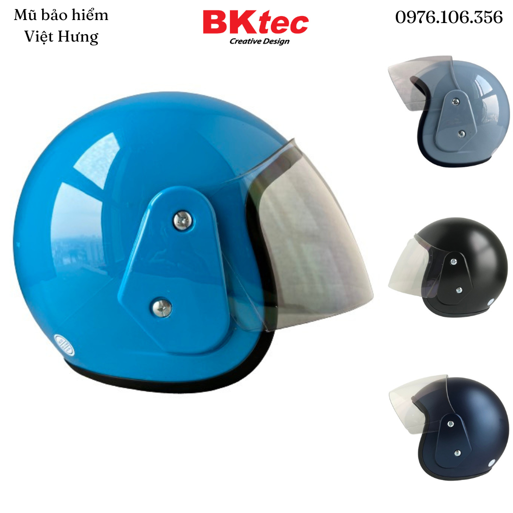 Mũ bảo Hiểm Trùm 3/4 Đầu BKtec BK19 - Vòng Đầu 56-58cm - Bảo Hành 12 Tháng