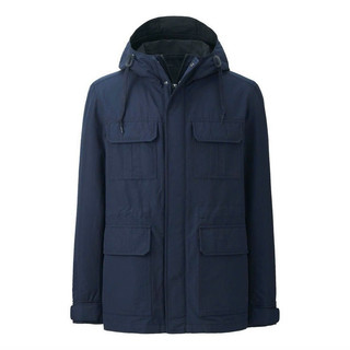Áo khoác Jacket kaki Uni-qlo có mũ và 2 túi trong