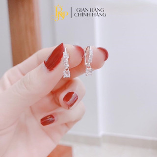 Bông tai bấm treo nụ đá 3mm, Hoa tai nữ bạc ta - Bạc BNP