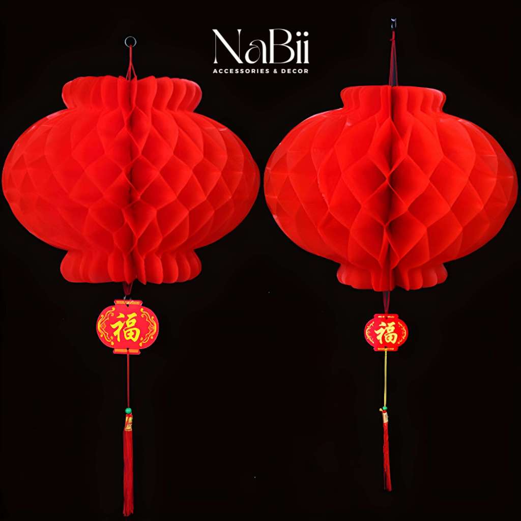 Đèn lồng đỏ chữ Phúc, Nilon, Ngoài Trời Chống Nước treo trang trí Lễ Tết, Siêu Thị