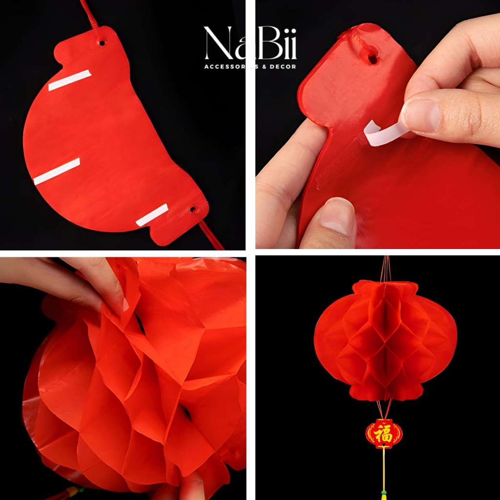 Đèn lồng đỏ chữ Phúc, Nilon, Ngoài Trời Chống Nước treo trang trí Lễ Tết, Siêu Thị