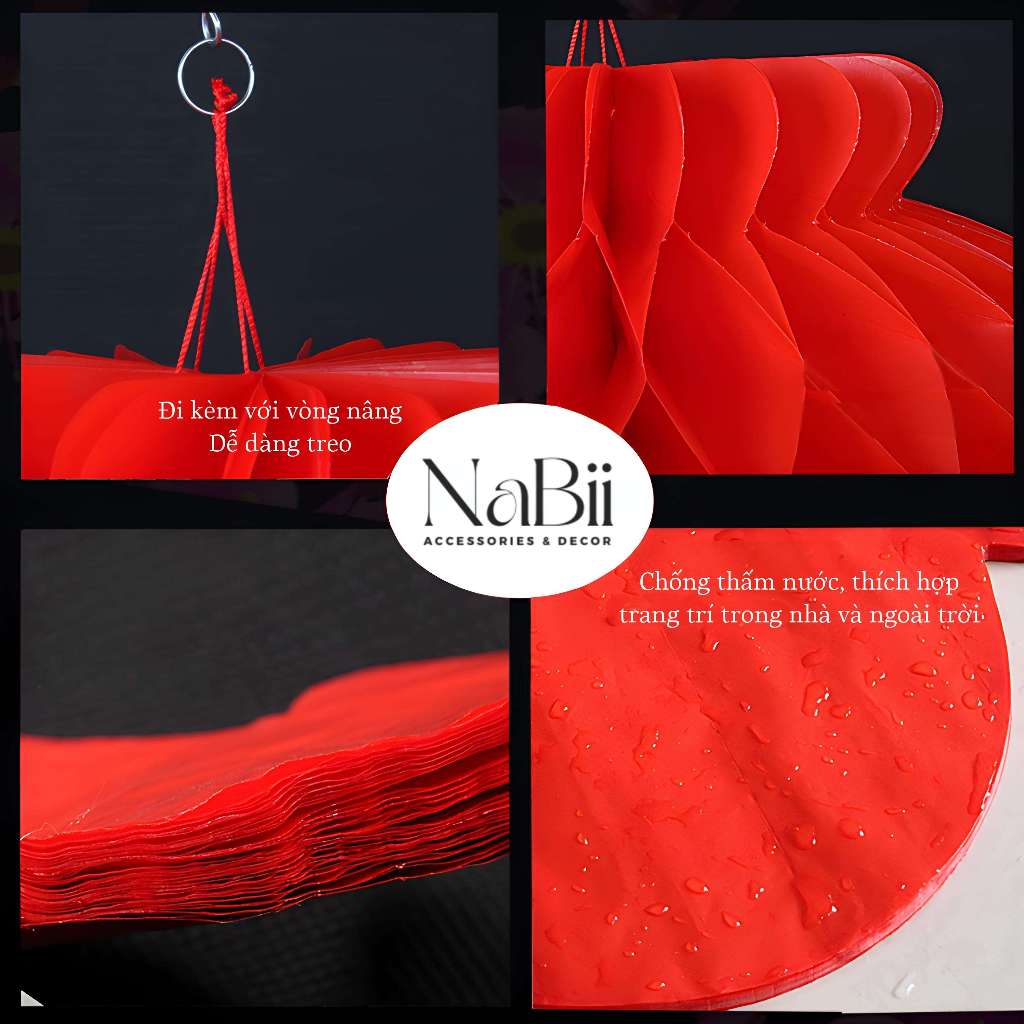 Đèn lồng đỏ chữ Phúc, Nilon, Ngoài Trời Chống Nước treo trang trí Lễ Tết, Siêu Thị