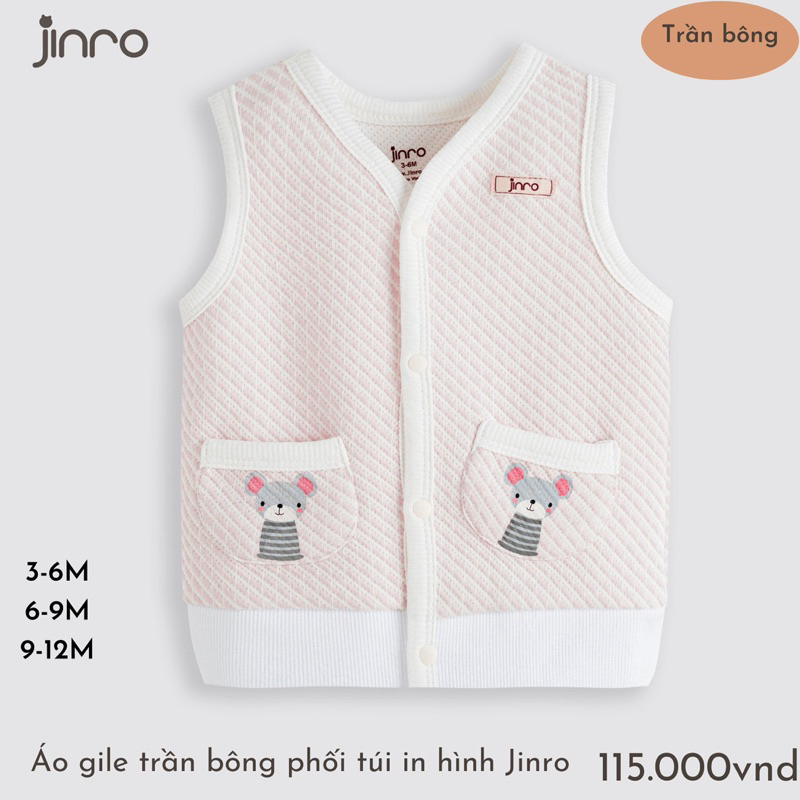 Áo gile Jinro vải nỉ bông mềm nhẹ cho bé trai bé gái mặc thu đông