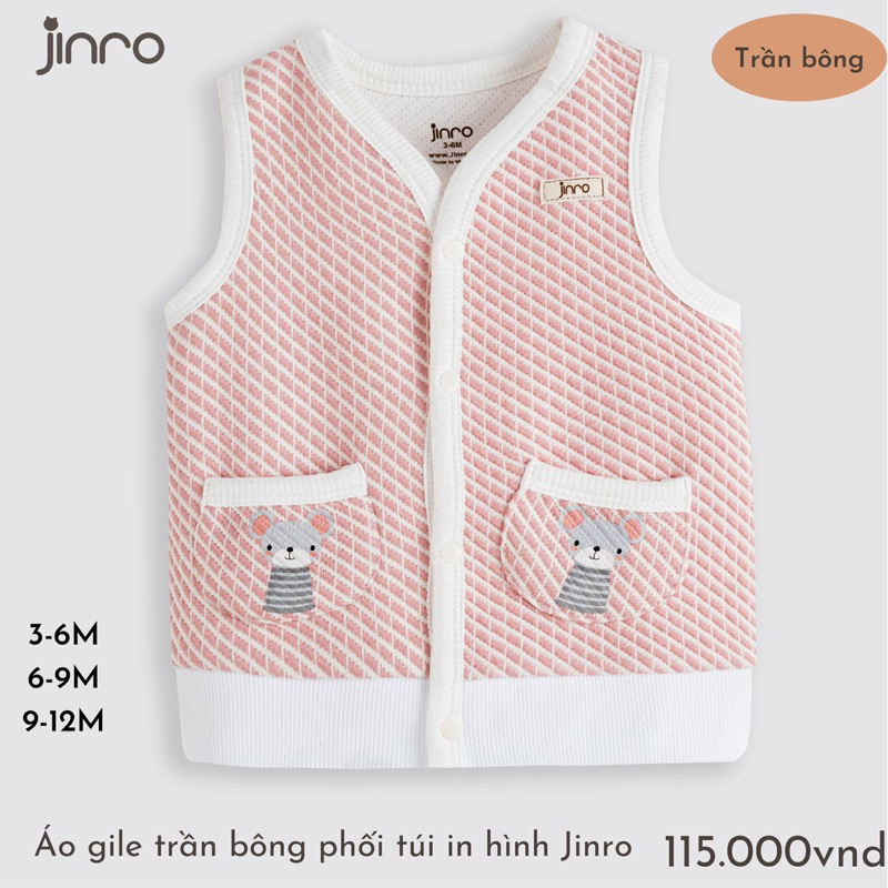 Áo gile Jinro vải nỉ bông mềm nhẹ cho bé trai bé gái mặc thu đông