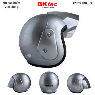 Mũ bảo hiểm trùm đầu bktec - bk19 màu bạc bóng - vòng đầu 56-58cm - hàng chính hãng - bảo hành 12 tháng