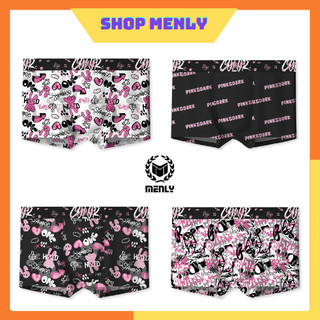 COMBO 4 quần sịp đùi boxer nam thun lạnh họa tiết  đen hồng dễ thương mãu mới 2023