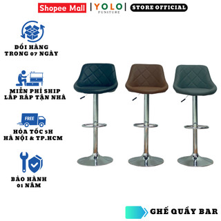 Ghế Quầy Bar,Ghế Studio,Ghế Ngồi Makeup,Ghế Đứng Chiều Cao Tăng Chỉnh YoLo ,Chân Inox Nhập Khẩu Cao Cấp