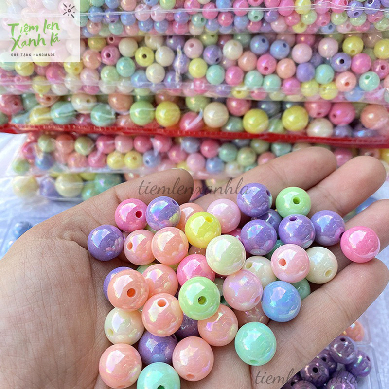 Hạt xâu vòng màu sắc pastel bóng làm vòng tay, trang sức