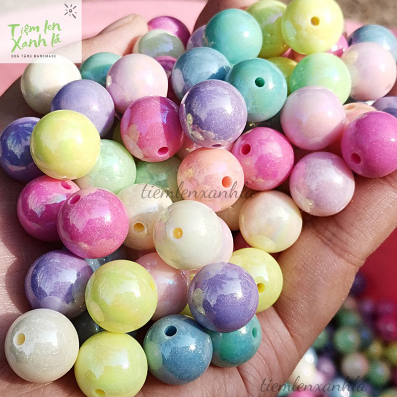 Hạt xâu vòng màu sắc pastel bóng làm vòng tay, trang sức