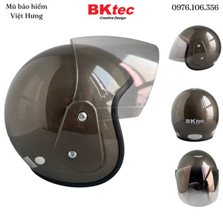 Mũ bảo hiểm trùm 3/4 đầu bktec bk19 xám bóng - vòng đầu 56-58cm - bảo hành 12 tháng