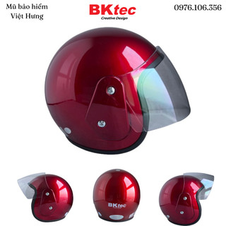 Mũ bảo hiểm trùm đầu Bktec Bk19 màu đỏ đô - Vòng đầu 56-58cm - Kính dài trong suốt - Bảo hành 12 tháng