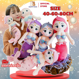 Gấu bông Nàng tiên cá size 40/60/80/100cm, thú nhồi bông cho bé gái cao cấp - Happy Hug