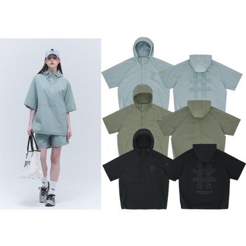 Áo khoác gió nữ nam Beentrill hoodie tay ngắn. khóa lửng , chui đầu, có mũ (S-XL) A353