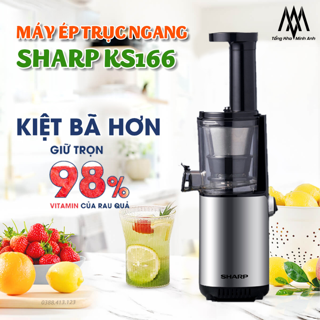 Máy Ép Chậm Trái Cây Sharp, Máy Ép Trái Cây Chậm Mini Thương Hiệu ThaiLand Siêu Bền, Siêu Khỏe, Dễ Dàng Tháo Lắp Vệ Sinh