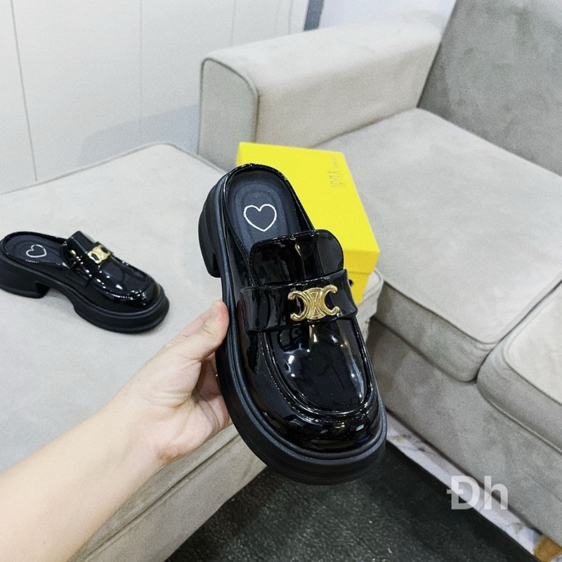 Giày Sục x ciline da bóng độn đế nhẹ full box